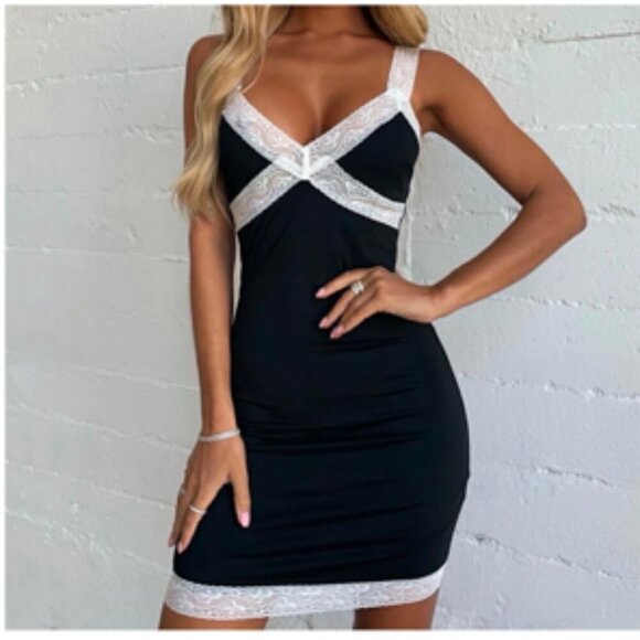 Tiger Mist Bodycon Lingerie Coquette Slip Dress Lace Size Medium - Picture 7 of 7